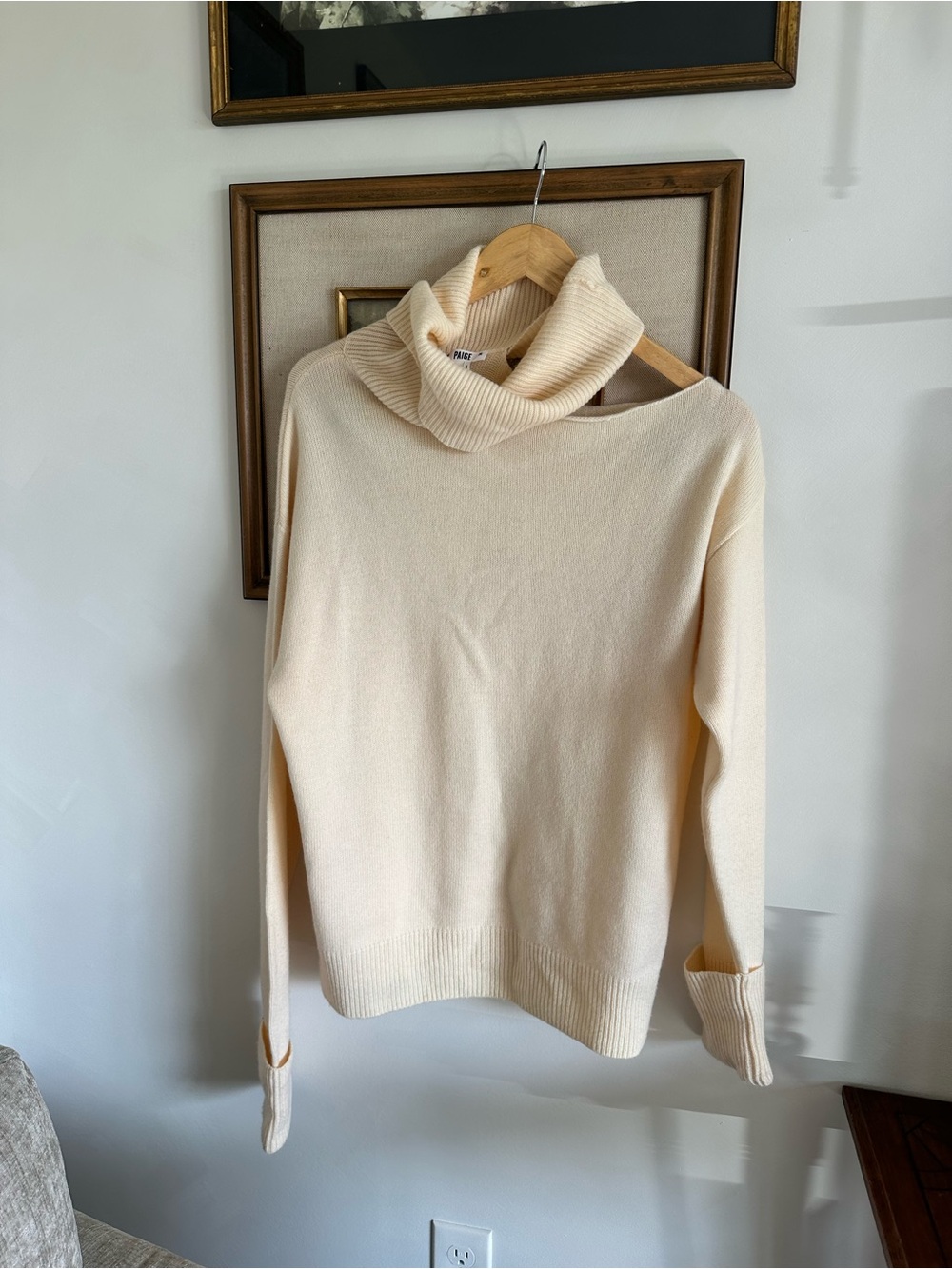 PAIGE Womens Raundi Wool Blend Cut Out Ribbed Trim Turtleneck Sweater sz M - Picture 2 of 11